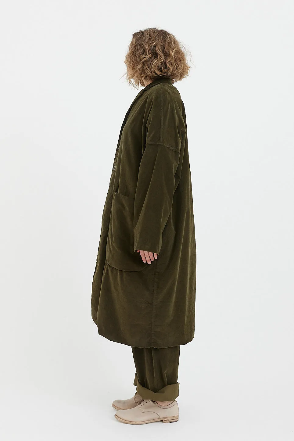 Album Di Famiglia - Velvet Loose Coat - Olive