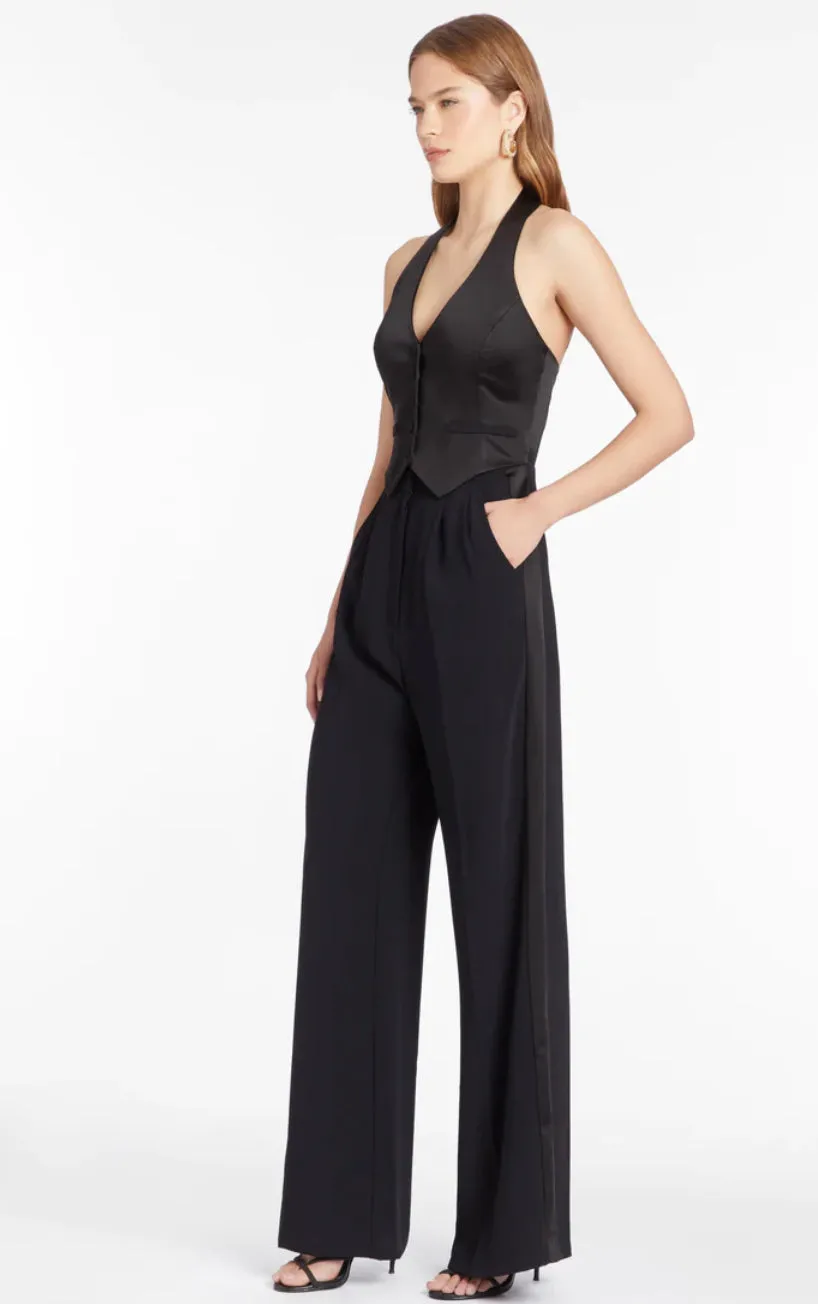 Amanda Uprichard - Isadore Satin Jumpsuit - Black