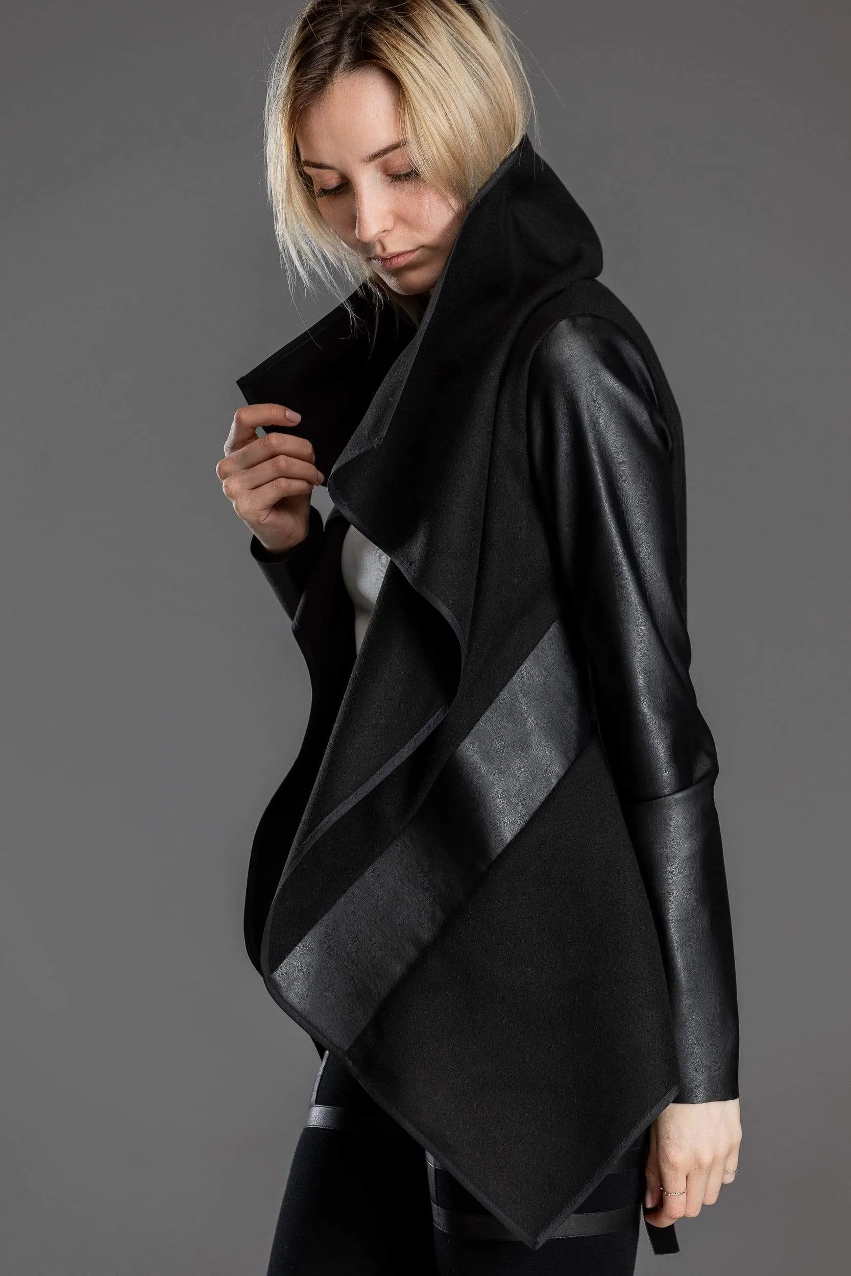 Asymmetric black jacket