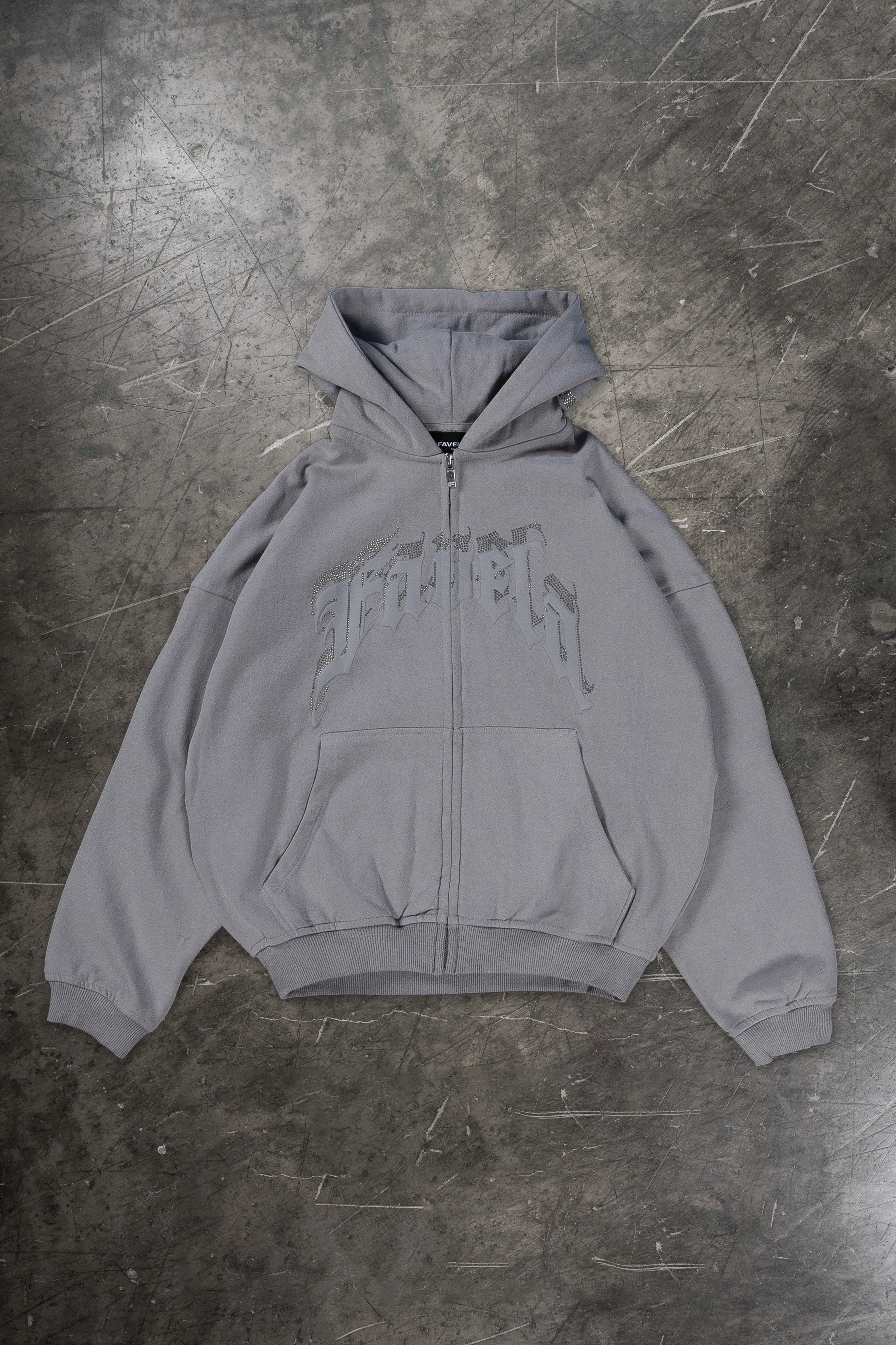 AVES RHINESTONE GREY PA FRONTZIP