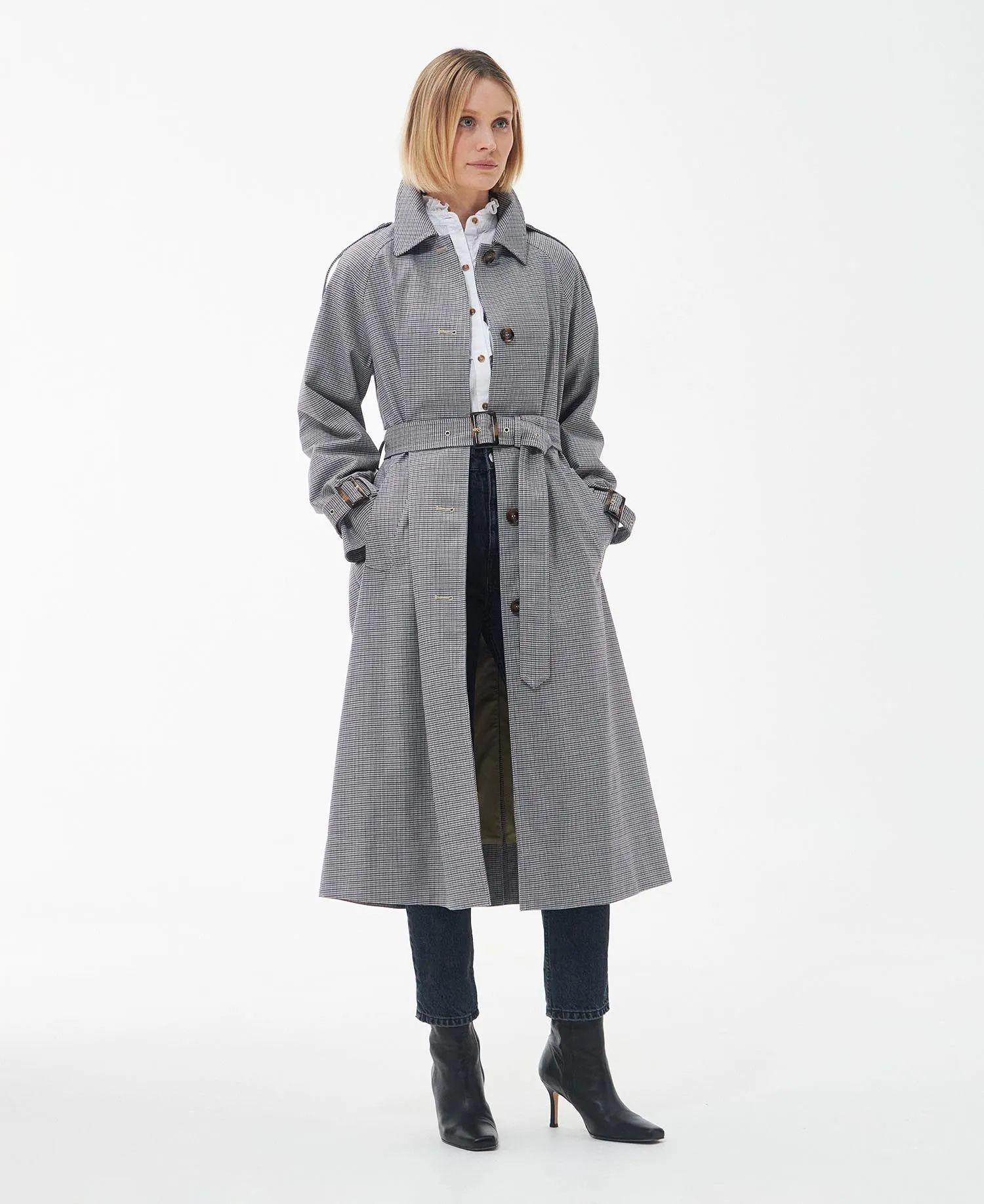 Barbour Women's Marie Check Showerproof Trench Coat