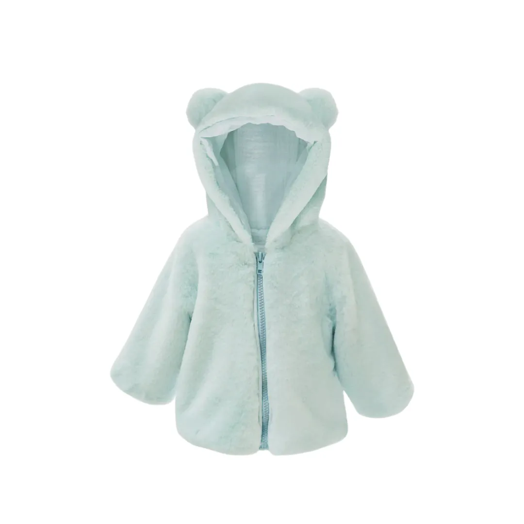 Bear Faux Fur Hooded Baby Coat