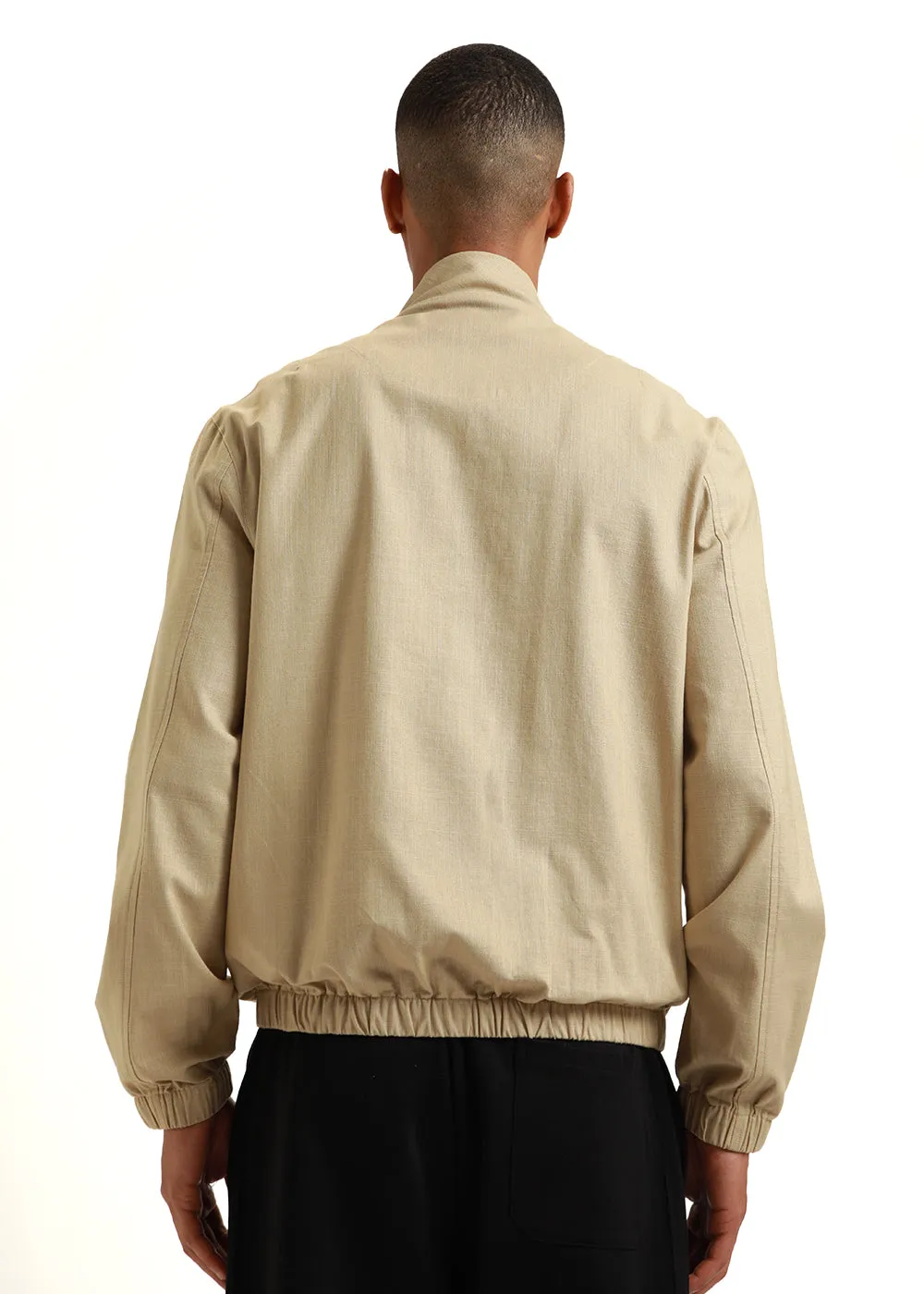 Beige Bomber Linen Jacket