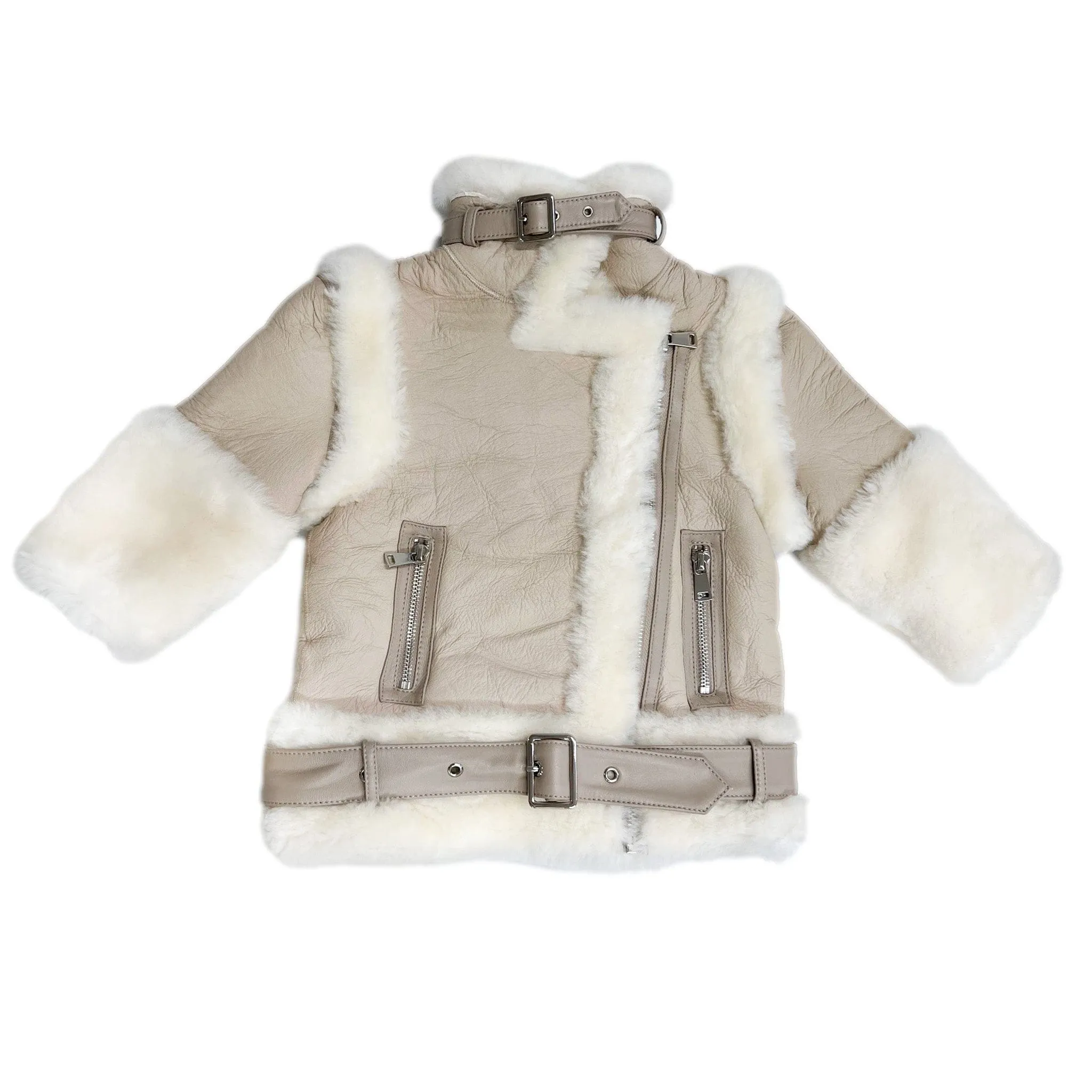 Beige Sheepskin Leather Jacket