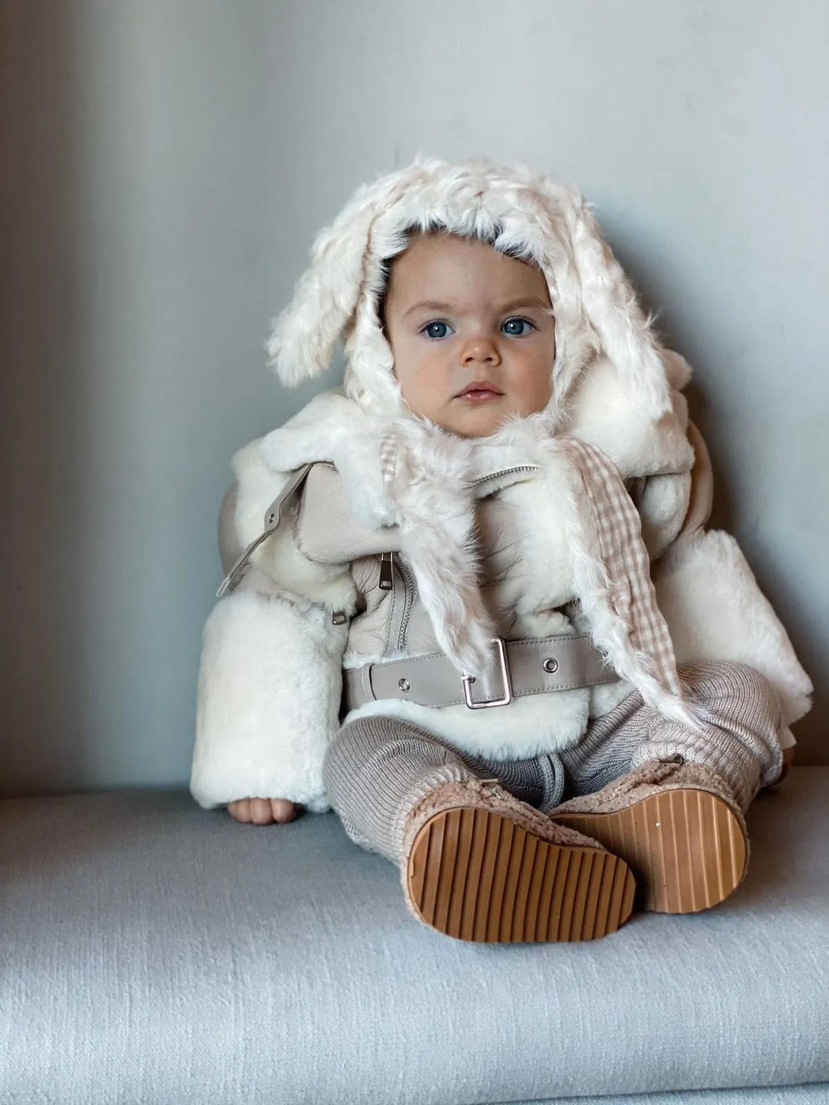 Beige Sheepskin Leather Jacket