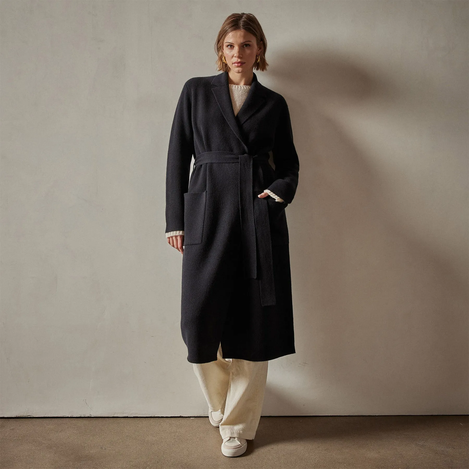 Belted Cashmere Coat - Black