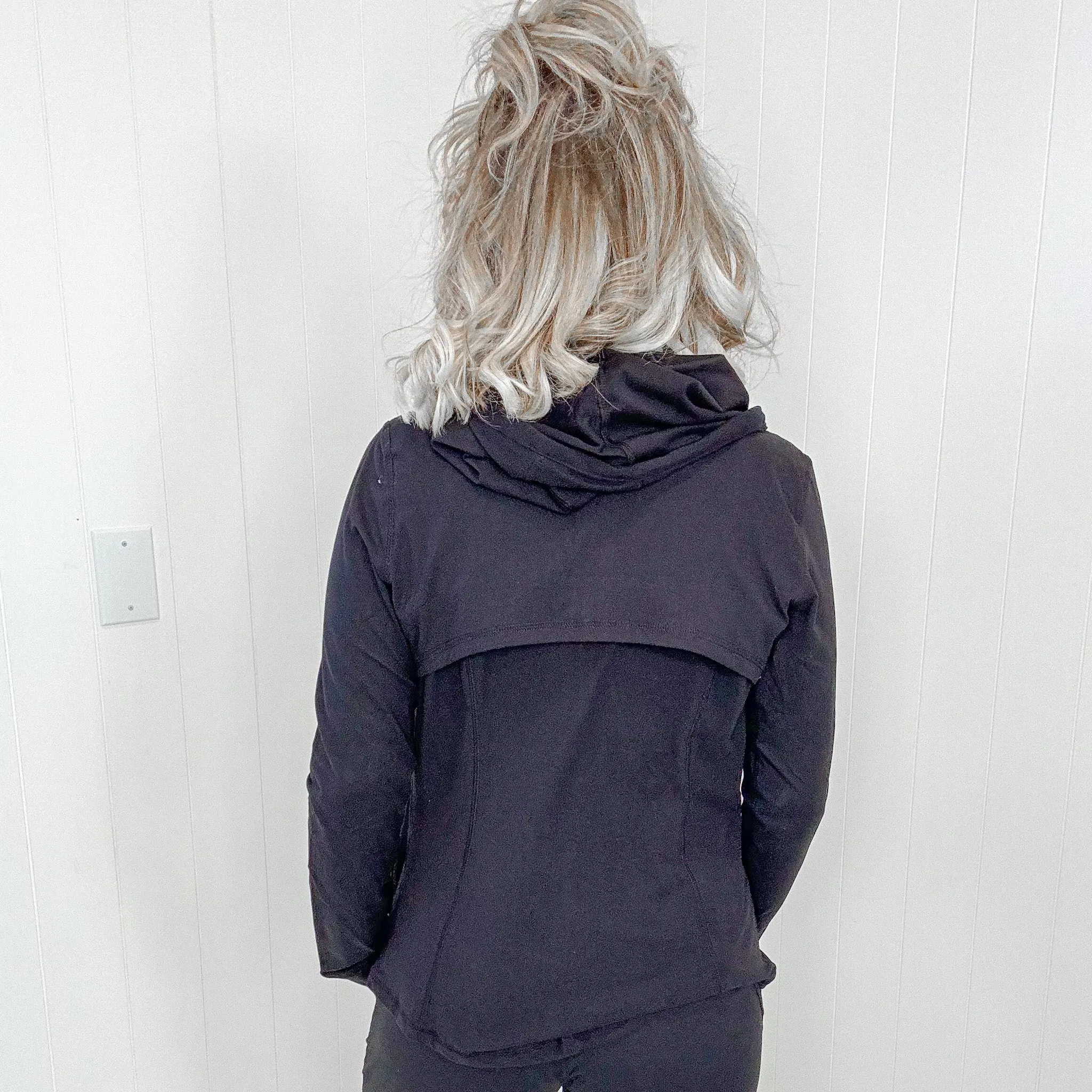 Black Athletic Soft Jacket with Hoodie