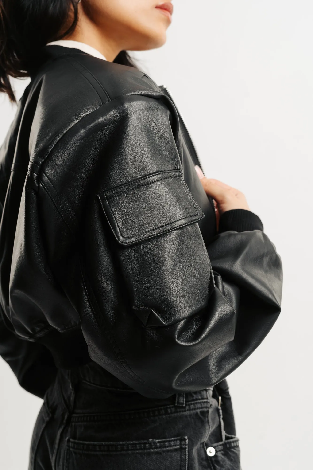 Black Leather Zipper Jacket