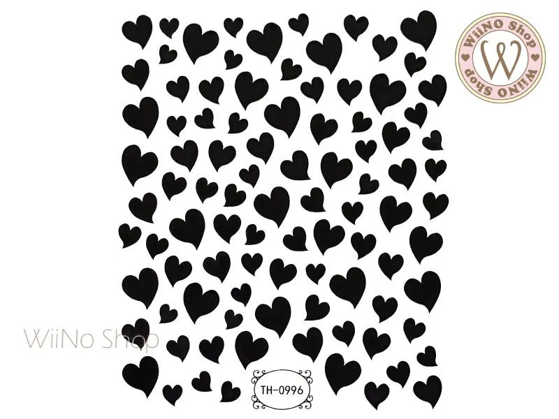 Black Lopsided Heart Adhesive Nail Art Sticker - 1 pc (TH-0996)