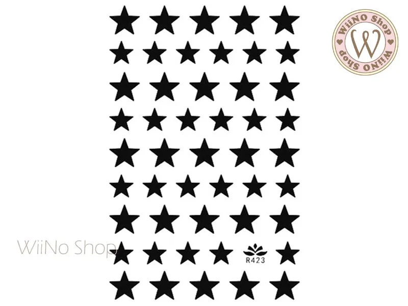 Black Star Adhesive Nail Art Sticker - 1 pc (R423B)