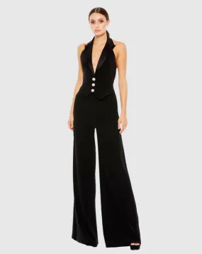 Black Tuxedo Halter Jumpsuit