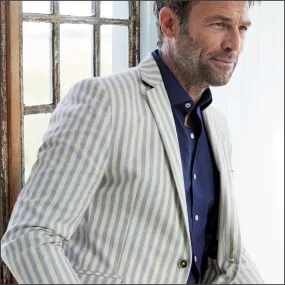 Brook Taverner Tailored Fit Blue Stripe Stetch Cotton Jacket<><>