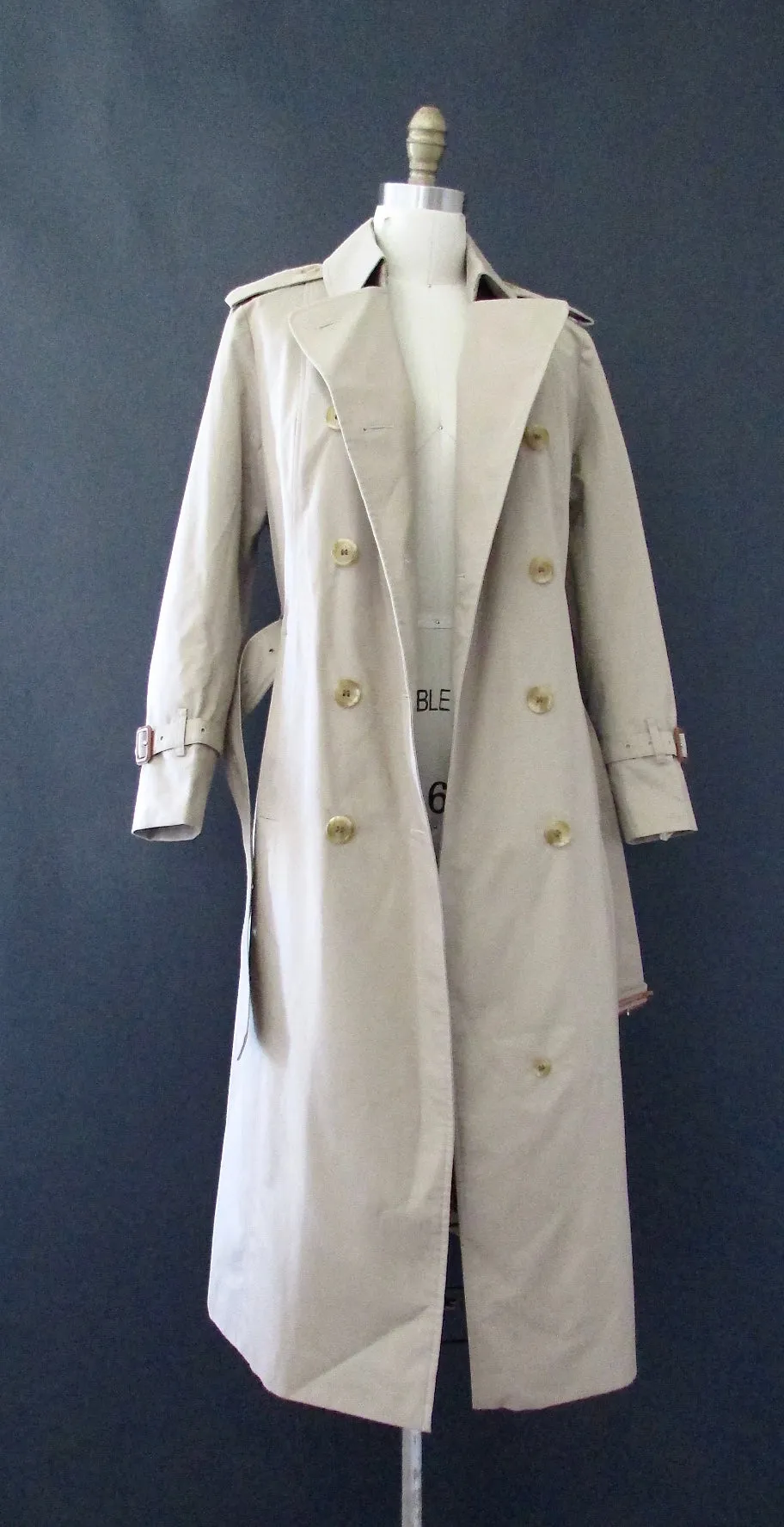 BURBERRY 80s Belted Trench Coat with Nova Check Lining, Size Small