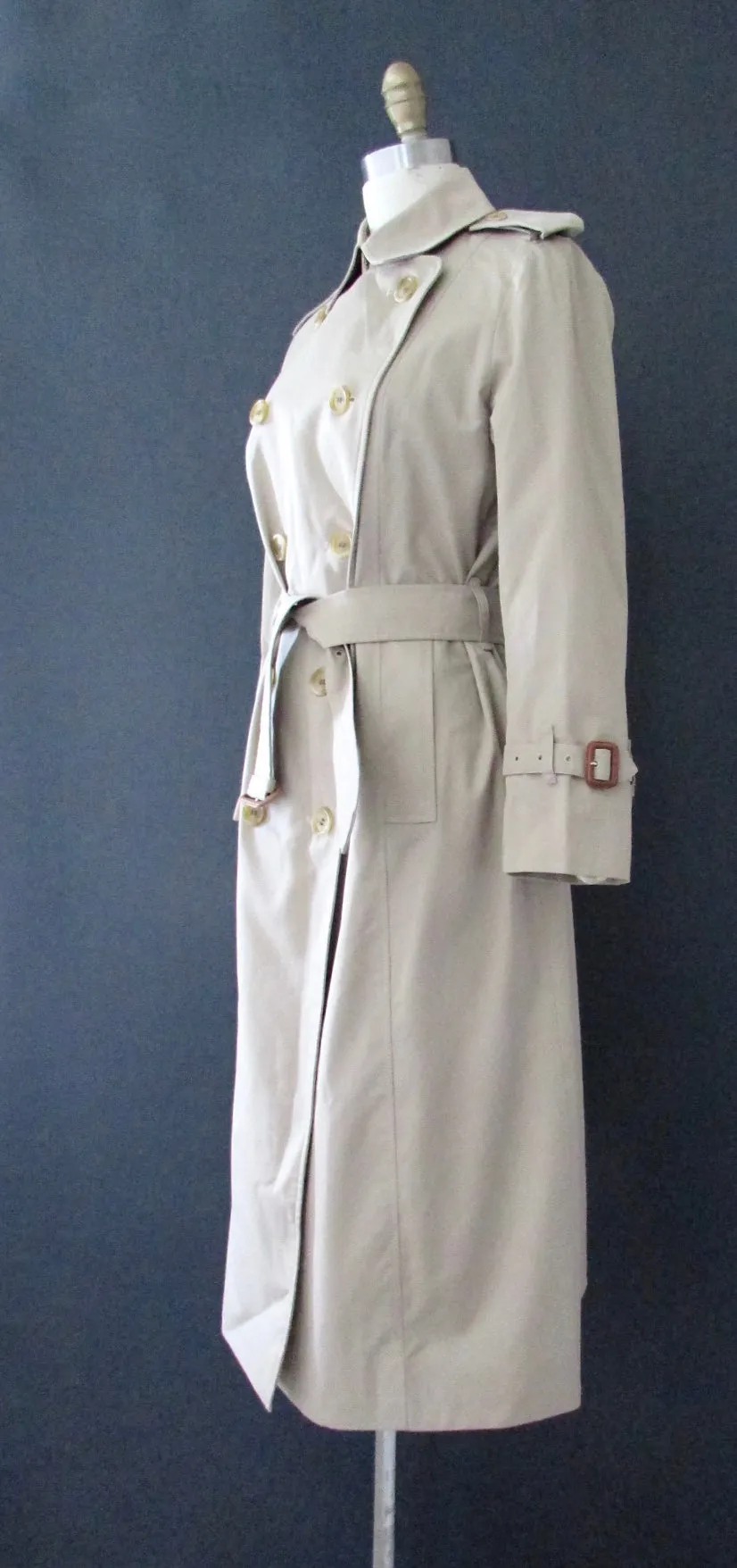 BURBERRY 80s Belted Trench Coat with Nova Check Lining, Size Small