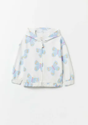 Butterfly Sweatshirt With Zip - White