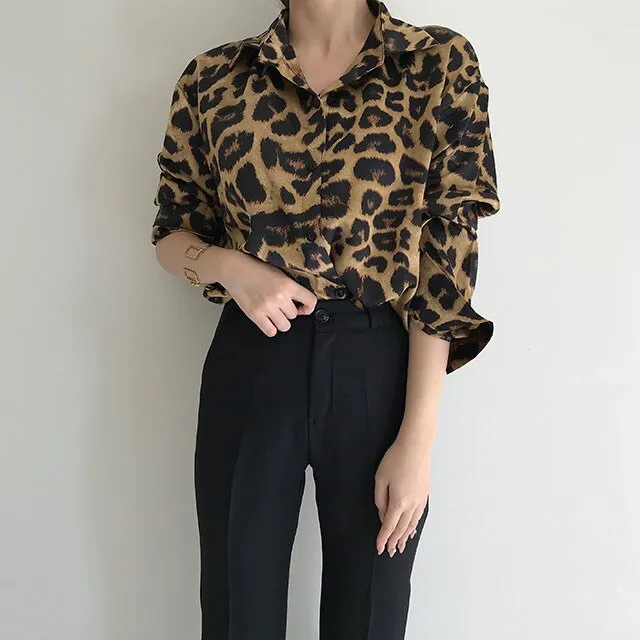 Button-Down Blouse With Leo Pattern