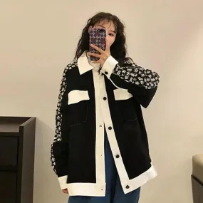 Button-Down Jacket With Pattern On Sleeve