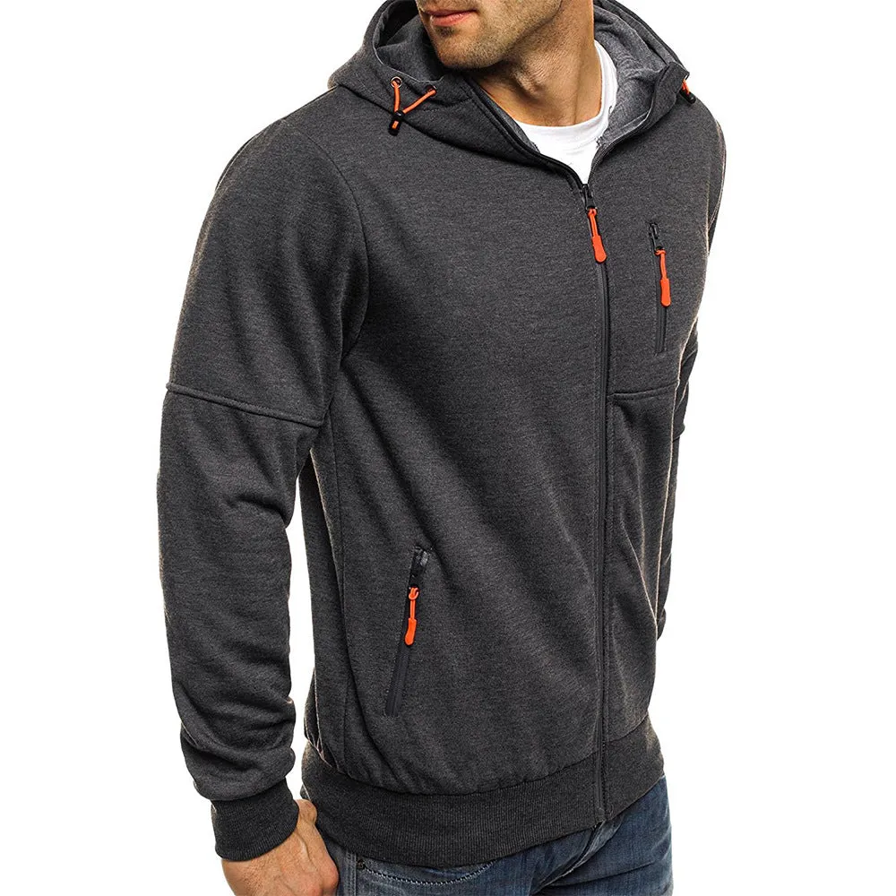 CASUAL THICKEN ZIPPER HOODED JACKET