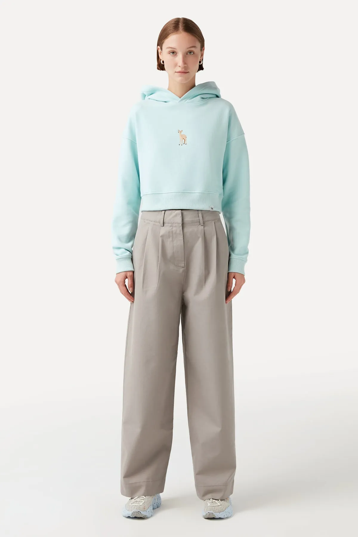 Ceylan Super Soft Crop Hoodie - Mint Mavi