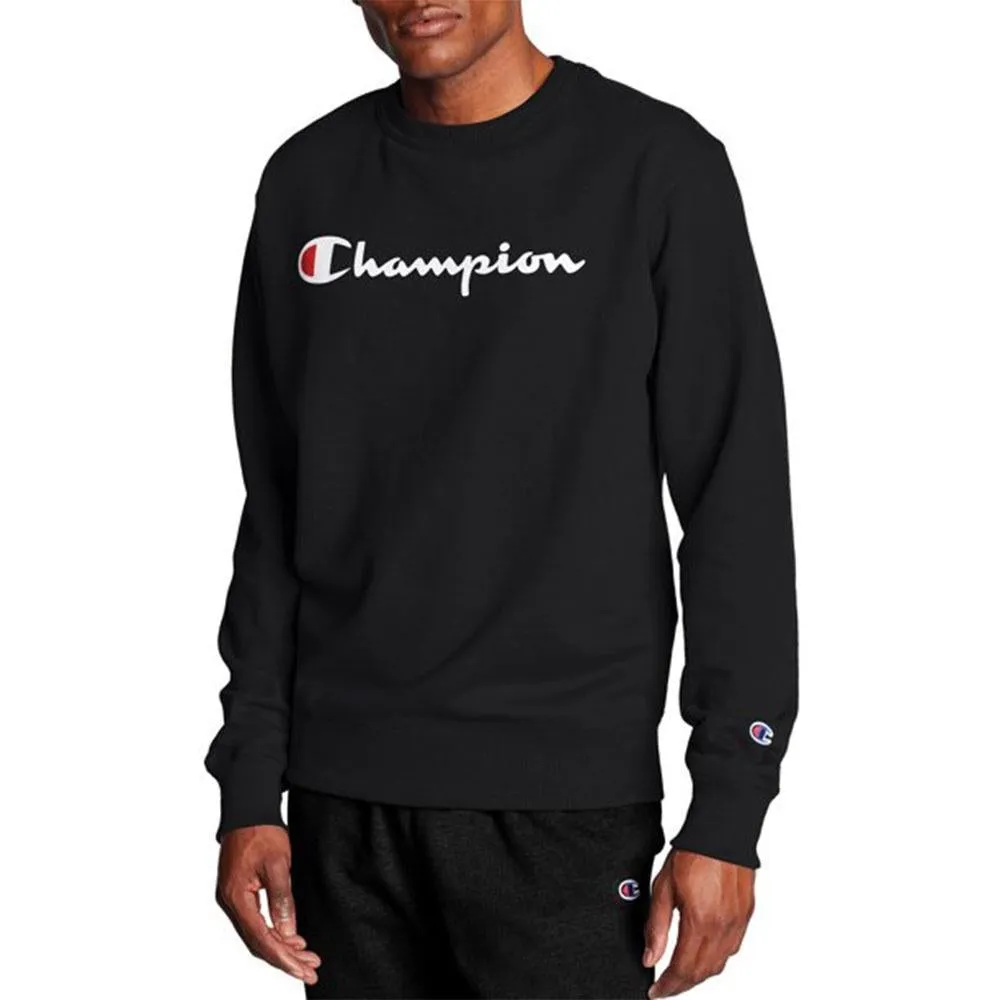 Champion Powerblend Crew Script Logo Black