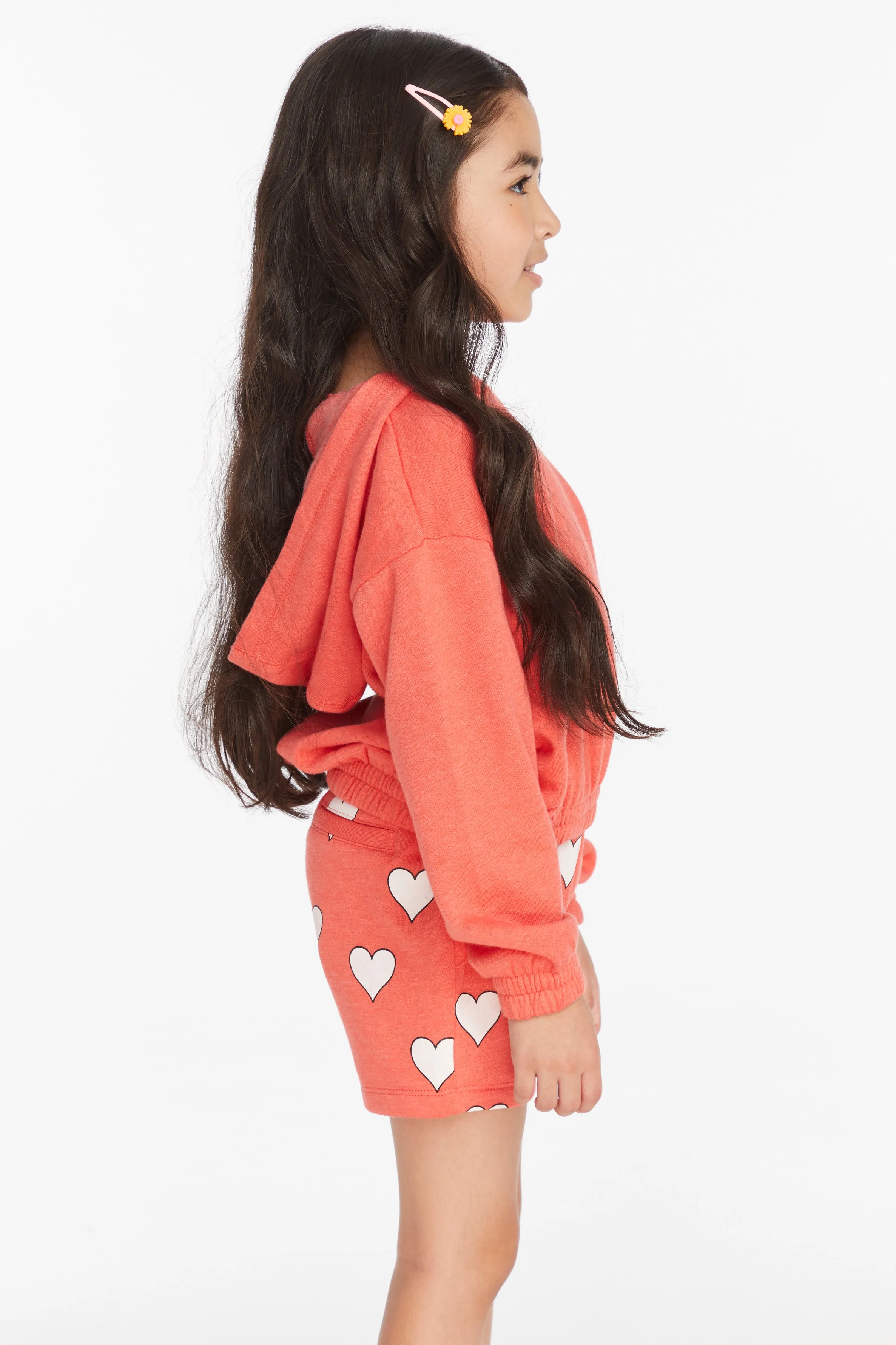 Chaser Smiley Flower & Hearts Girls Pullover Hoodie