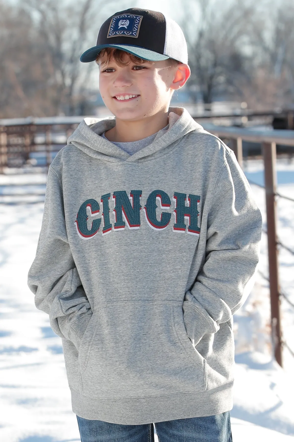 Cinch Boy's Hoodie - Grey