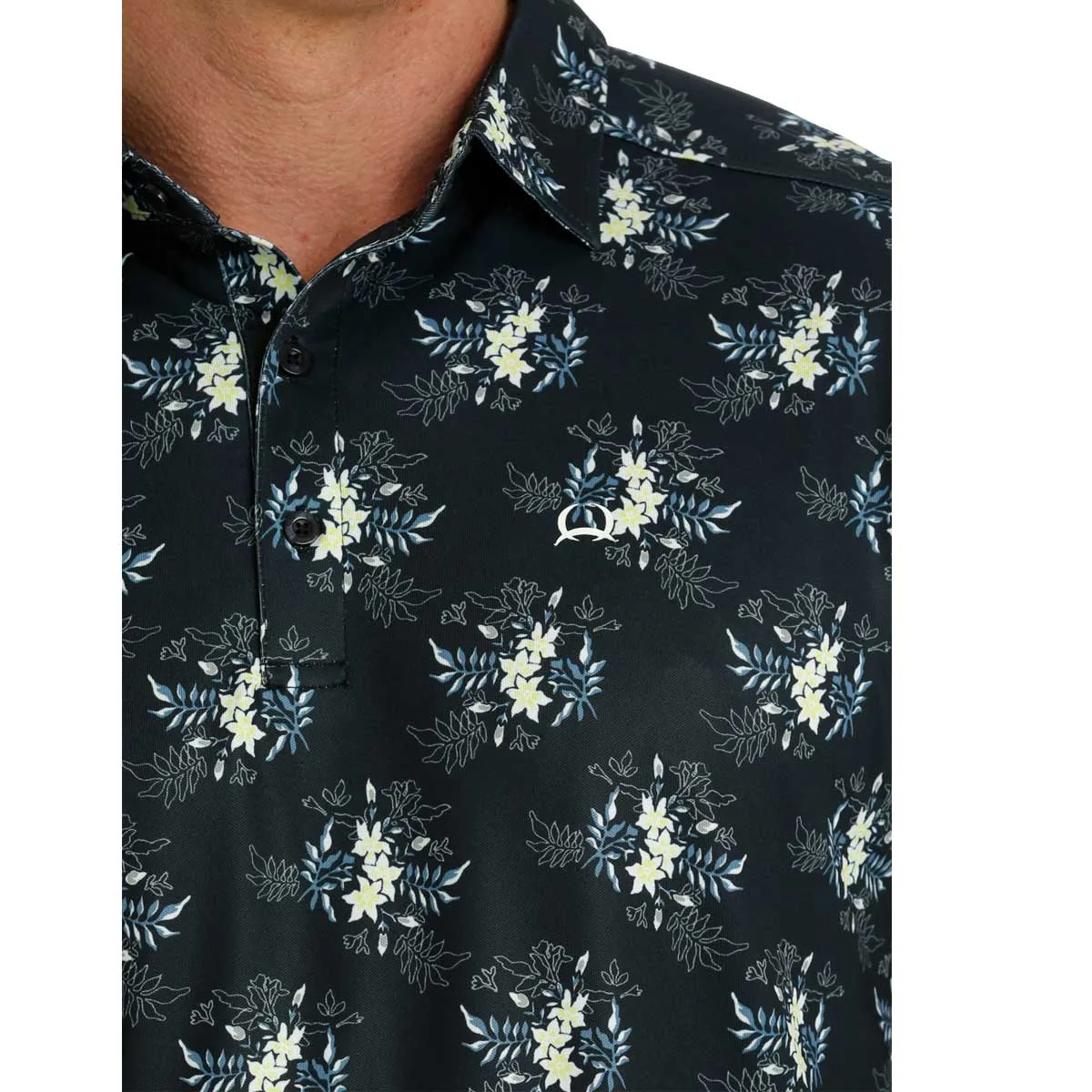 Cinch Men's ArenaFlex Floral Polo Short Sleeve Shirt - Navy