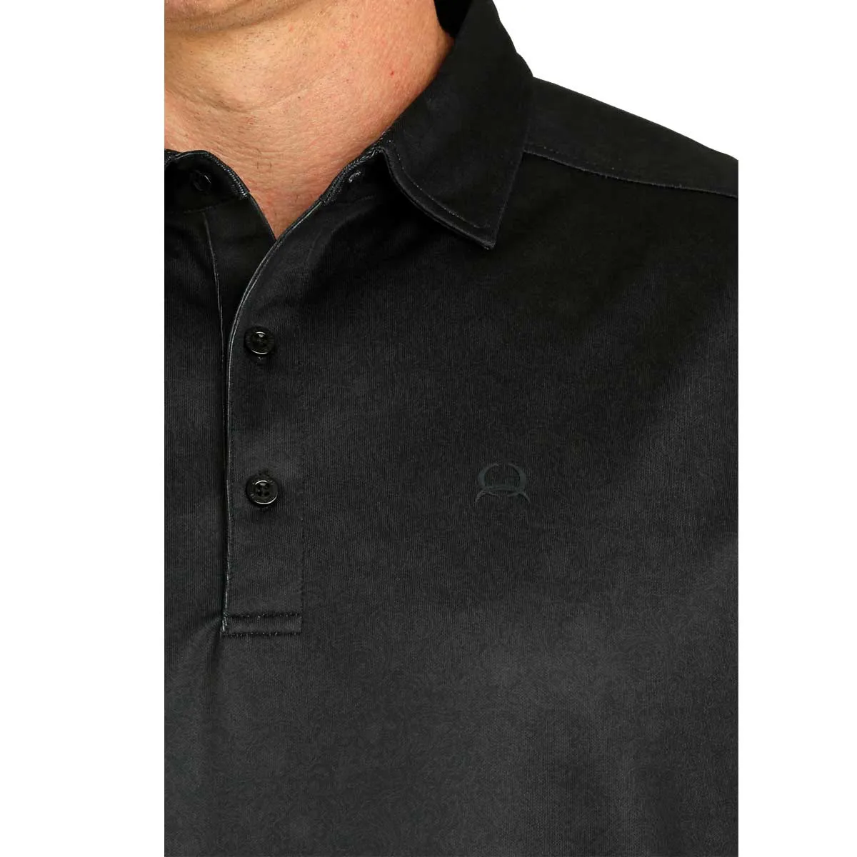 Cinch Men's ArenaFlex Jacquard Polo Short Sleeve Shirt - Black