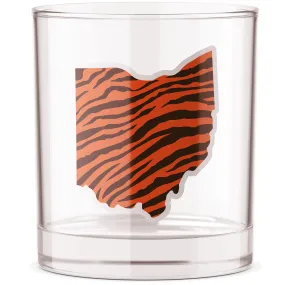 Cincy OH Stripe Shape Bourbon Whiskey Rocks Glass