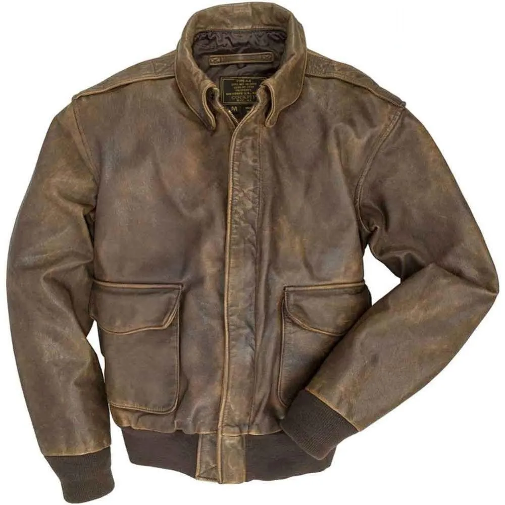 Cockpit USA Mens Mustang Vintage A-2 Leather Flight Jacket