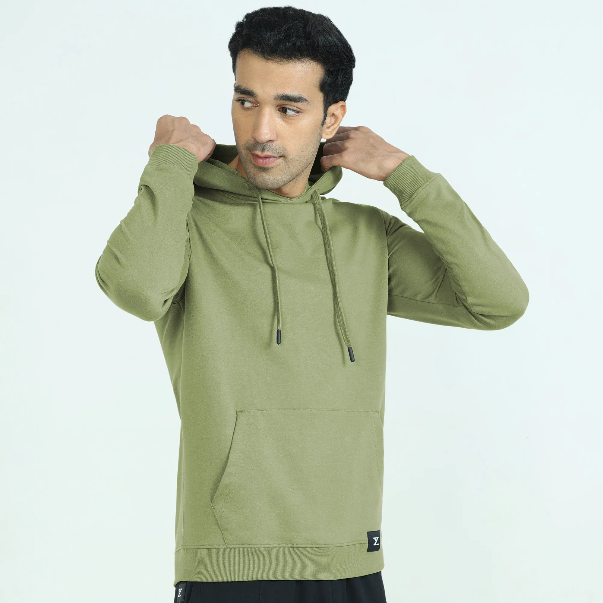 Cruze French Terry Cotton Hoodies Olive Green