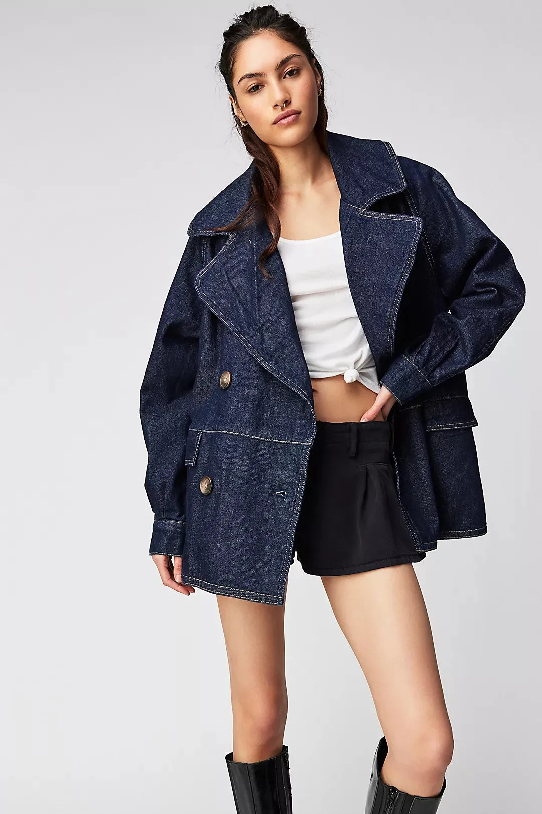 Denim Car Coat - Rinse Wash