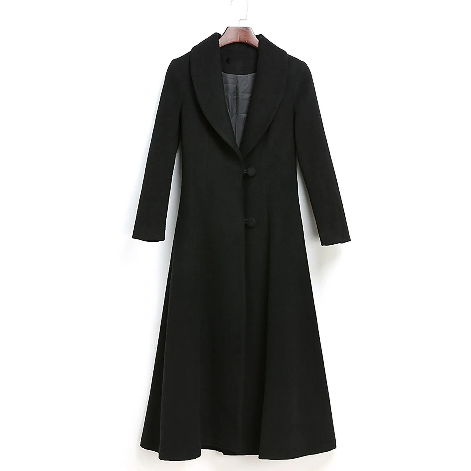 Donna Custom Shawl Collar Fit & Flare Wool Blend Coat