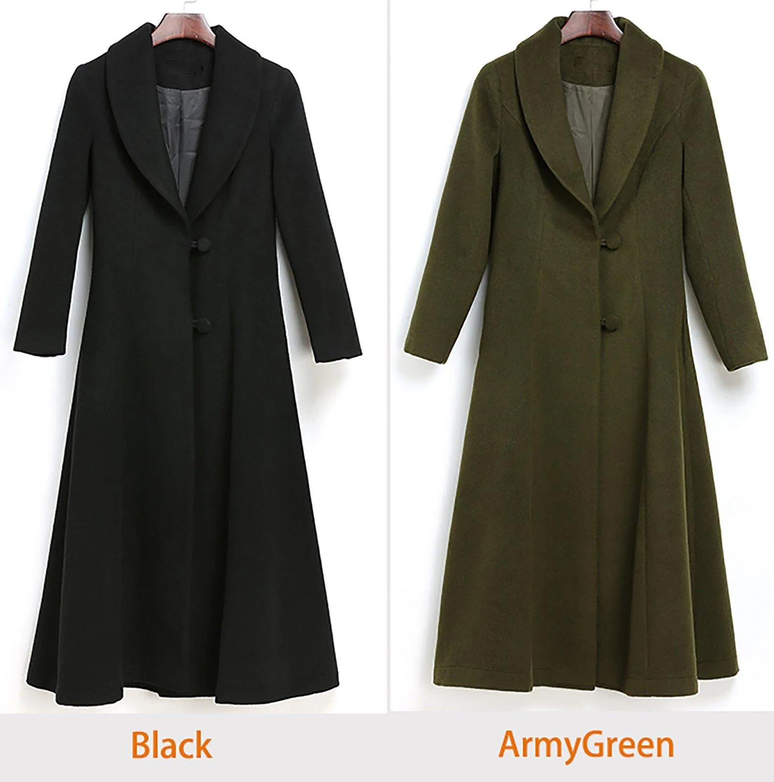 Donna Custom Shawl Collar Fit & Flare Wool Blend Coat