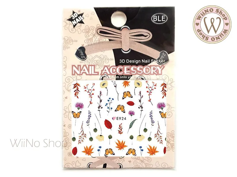 E924 Butterfly Flower Adhesive Nail Art Sticker - 1 pc