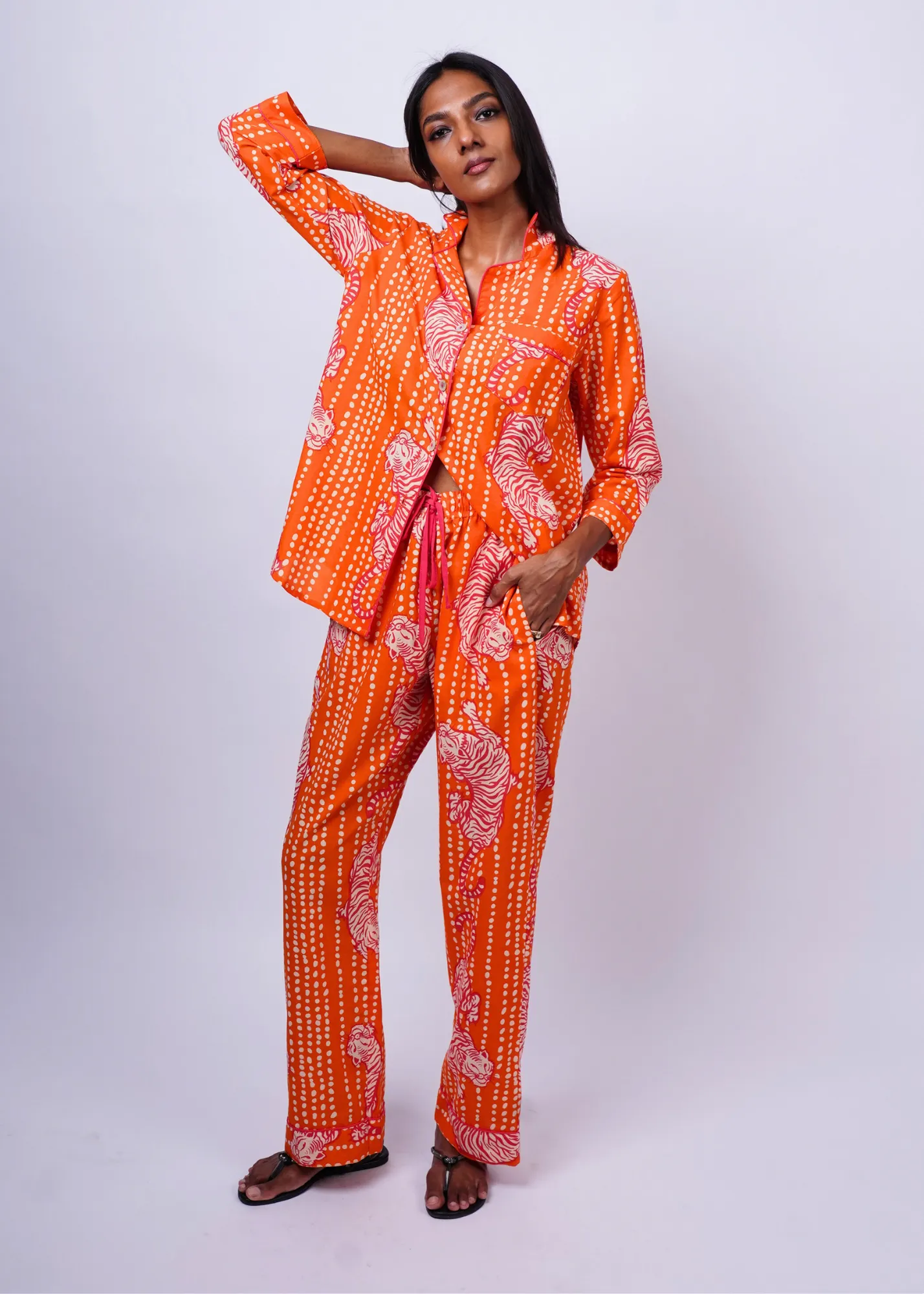 Ela 3/4 Sleeve PJ set - Coral Tiger