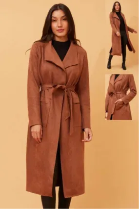 Faux Suede Coat Cinnamon