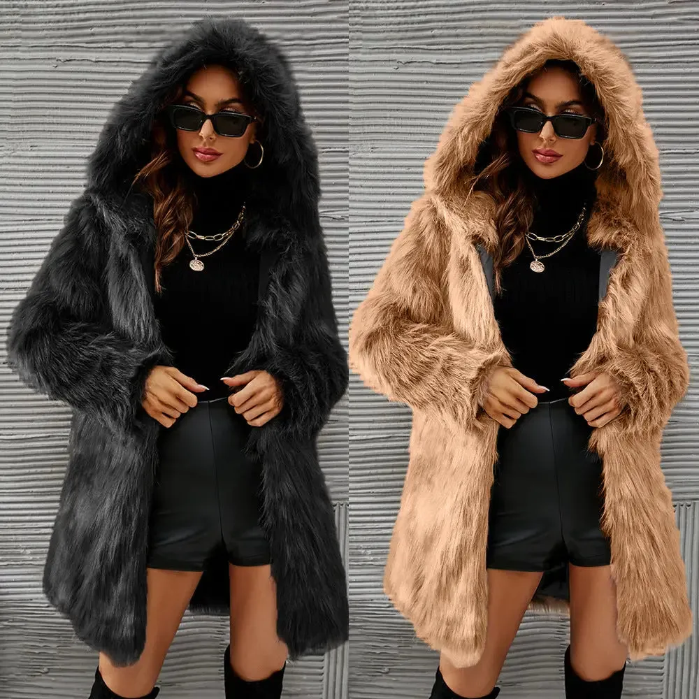 Fierce Fur Collar Hooded Coat