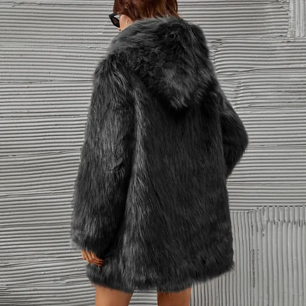 Fierce Fur Collar Hooded Coat