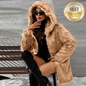 Fierce Fur Collar Hooded Coat