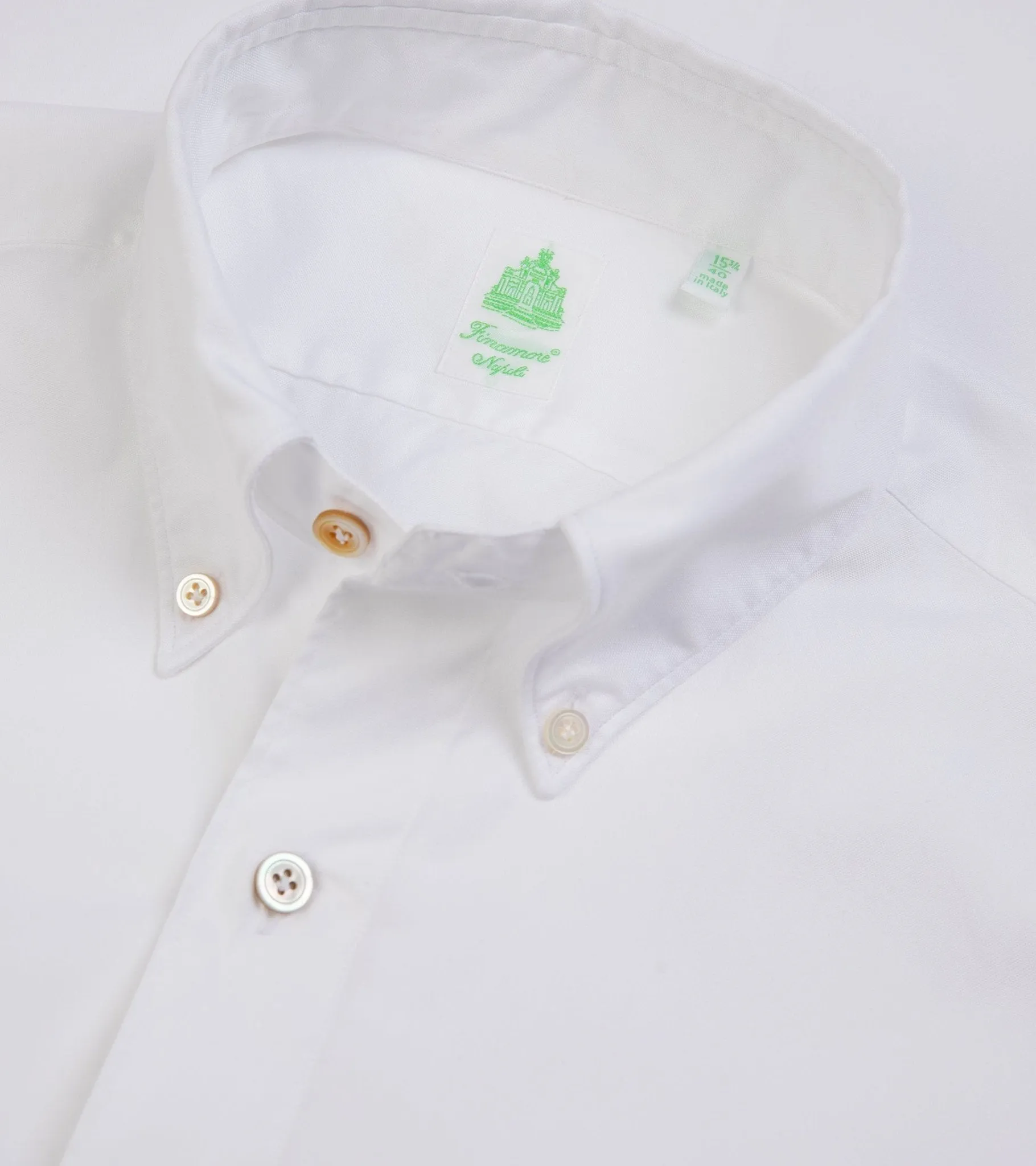 Finamore Gaeta Classic Cotton Leonardo Button Down Sport Shirt: Fine Oxford White