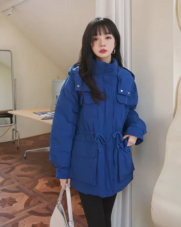 Gillian Blue Hooded Down Puffer Coat