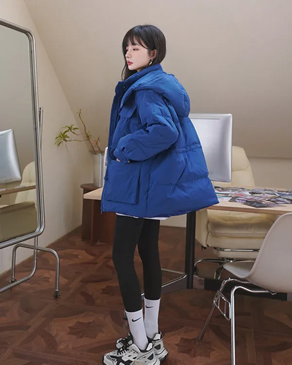 Gillian Blue Hooded Down Puffer Coat