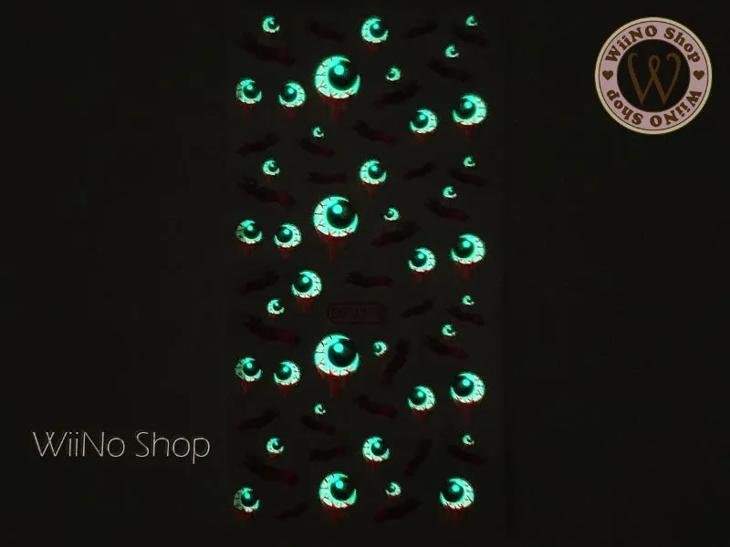 Glow In The Dark Eyeballs Halloween Adhesive Nail Art Sticker - 1 pc (DP2119)