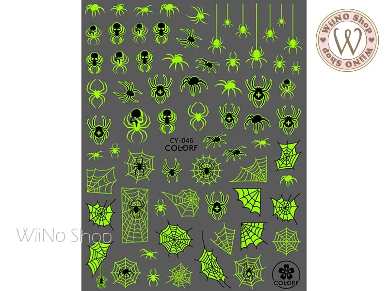 Glow in the Dark Spider Adhesive Nail Art Sticker - 1 pc (CY-046)