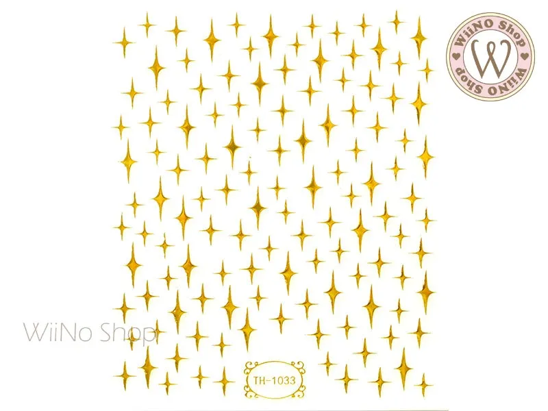 Gold Cross Star Adhesive Nail Art Sticker - 1 pc (TH-1033G)