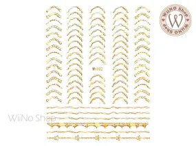 Gold Holographic Curved Chain Adhesive Nail Art Sticker - 1 pc (Me082GH)