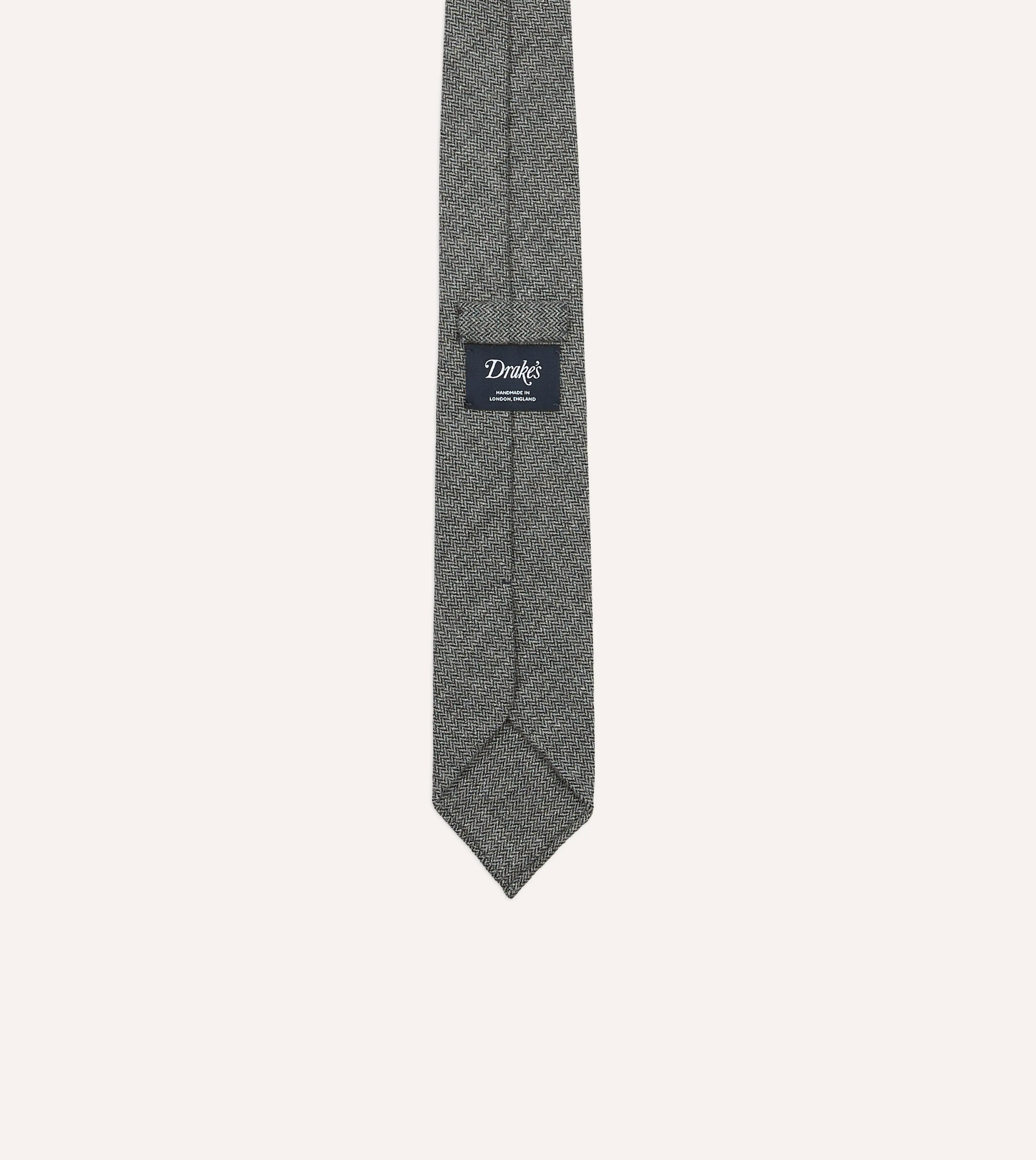 Grey Herringbone Hand Rolled Wool Tie