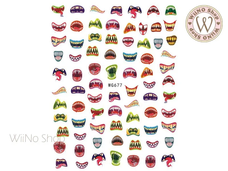 Halloween Monster Mouth Adhesive Nail Art Sticker - 1 pc (WG677)