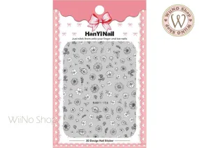 Hand Drawn Flower Adhesive Nail Art Sticker - 1 pc (HY-156)